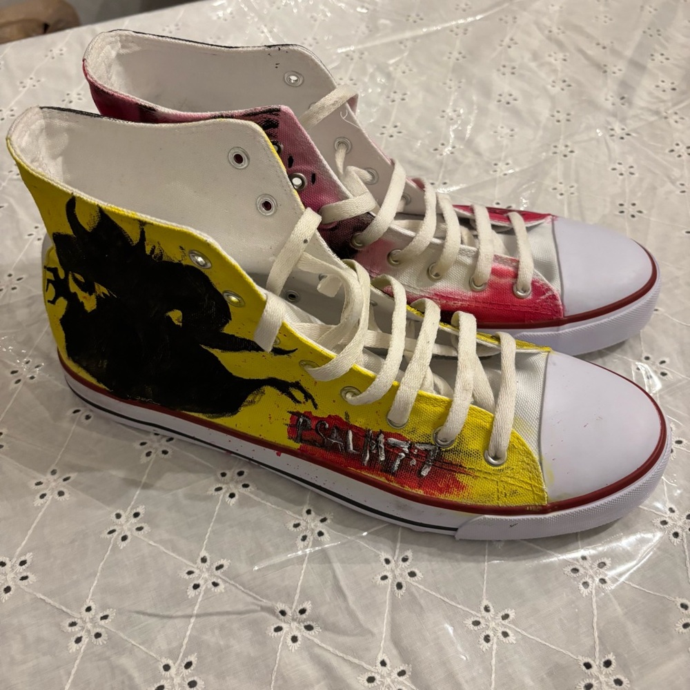Custom Stylish  High-Top Sneakers - Multicolor Rare Size 12